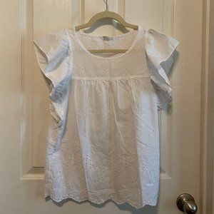 GAP short sleeves white eyelet bouse